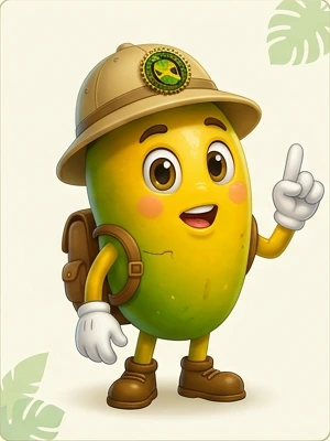 Fruitsy guiding visitors through Island Fruit Guide